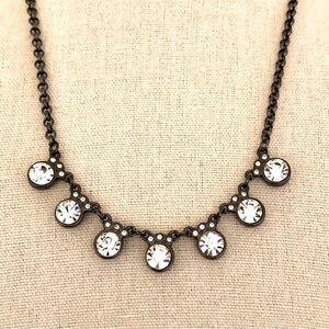 Aeropostale | Gunmetal Rhinestone Statement  Necklace | 18” Adjustable